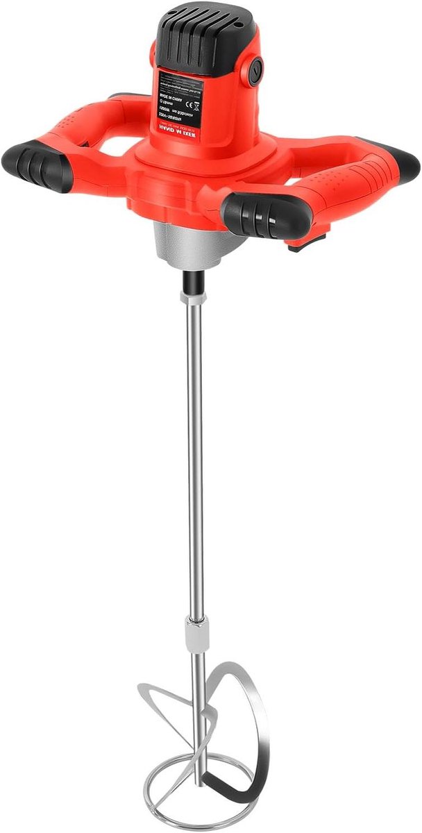 Draagbare Betonmixer - Mortelmixer Elektrisch - Materiaalmengen - 6 Snelheden Instelbaar - 88.5 x 29 x 19.5 cm - Rood