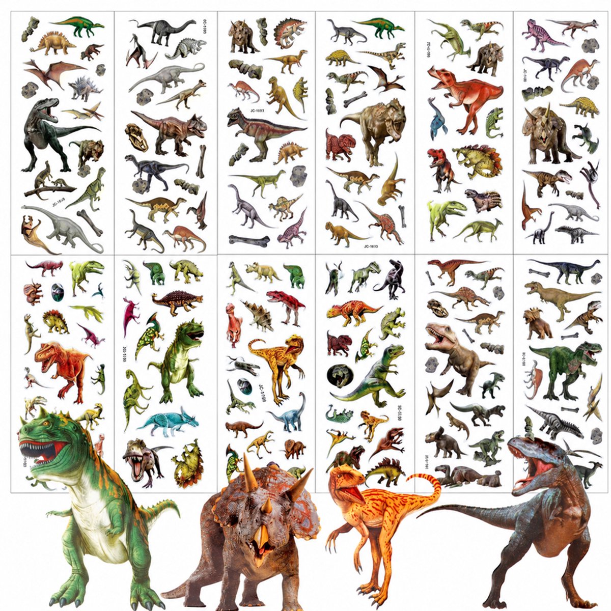 OUYLAF 12pcs - stickers - dinosaurus - stickers kinderen - stickers - 3D dinosaurusstickers