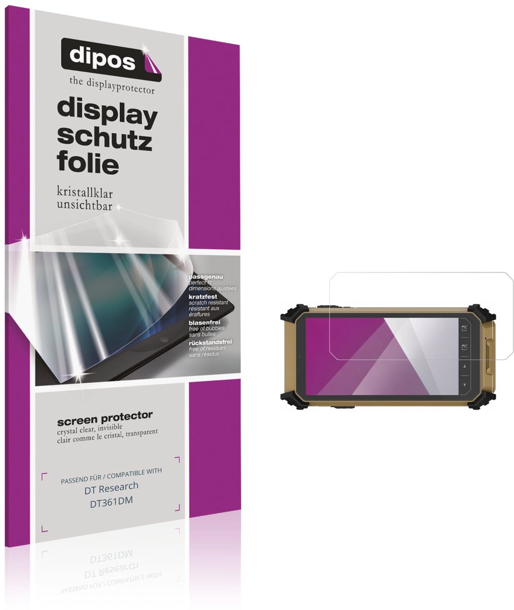 dipos – 2x Beschermfolie geschikt voor DT Research DT361DM | Krasbestendige & heldere Screenprotector Ultra-Thin