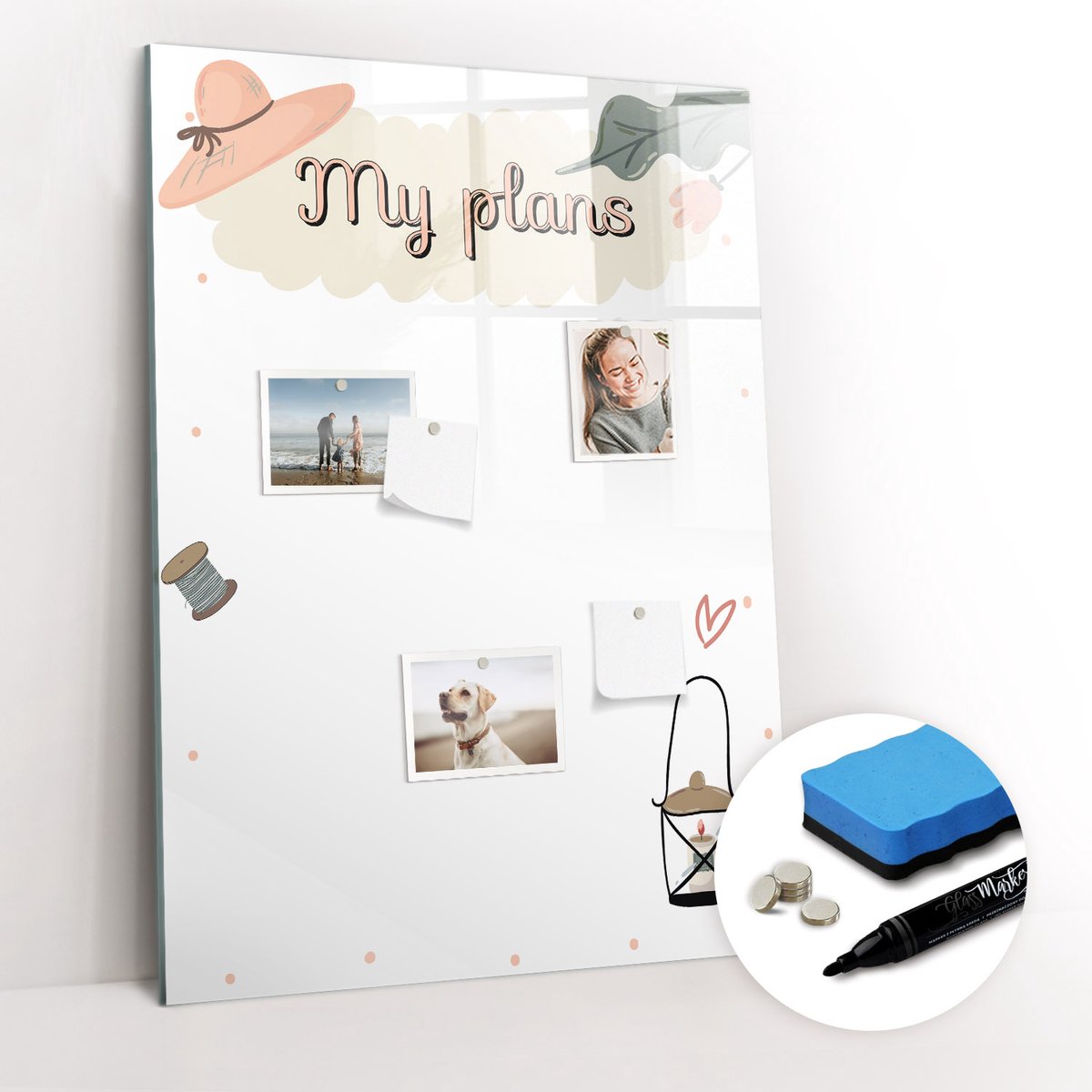 Tulup Whitebord - Mijn plannen - 70 x 100 cm - Wit Memobord Keuken - Gratis 5 Sterke Magneten + Whiteboard Marker & Wisser - Industrieel Wandbord - Memobord Magnetisch - Ideeënbord Thuiswerkplek