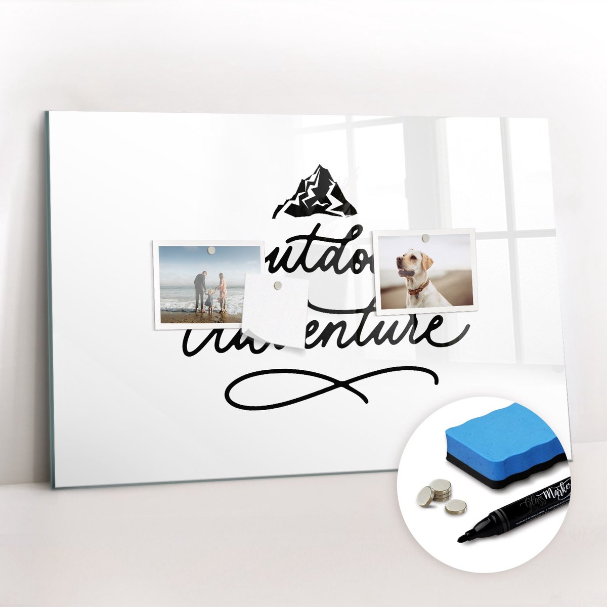 Tulup Whitebord - Buitenavontuurbos - 60 x 40 cm - Wit Metalen magneetborden met lijst - Gratis 5 Sterke Magneten + Whiteboard Marker & Wisser - Wanddecoratie Kantoor - Memo Bord - Productiviteit Tools