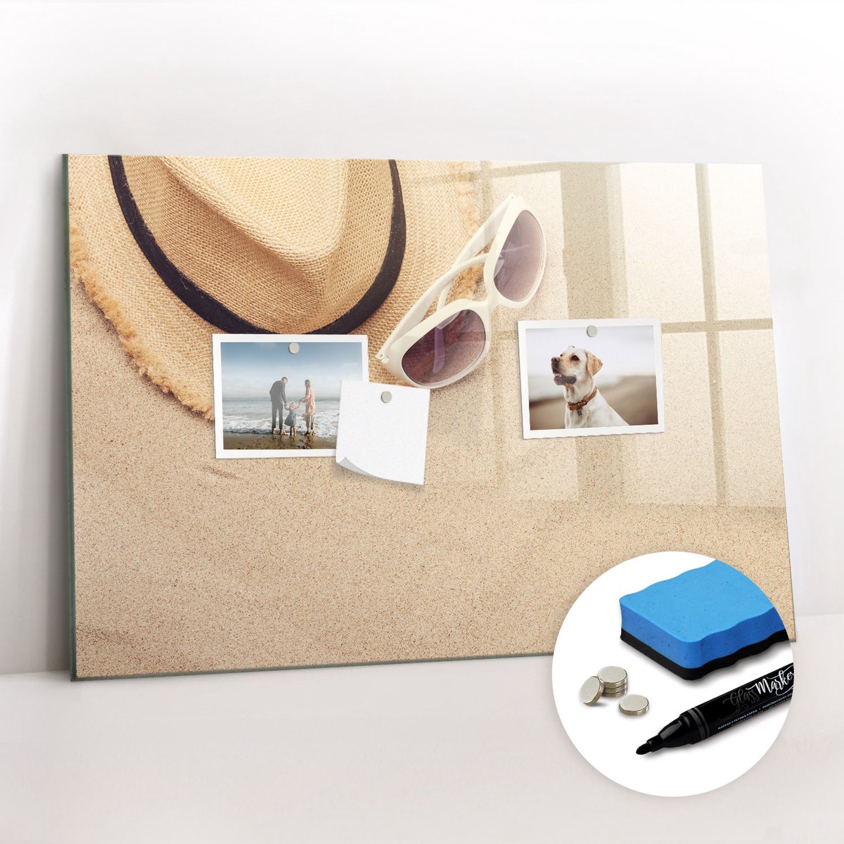 Tulup Whitebord - Zomeraccessoires - 60 x 40 cm - Geel Magnetisch Bord Kind - Gratis 5 Sterke Magneten + Whiteboard Marker & Wisser - Wanddecoratie Kantoor - Magnetisch Bord Kind - Productiviteit Tools