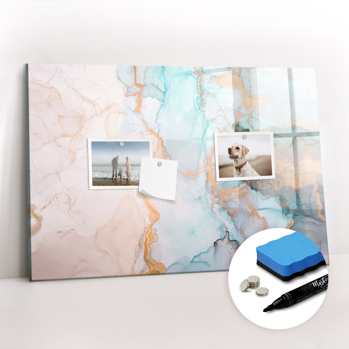Tulup Whitebord - Abstracte schilderkunst - 60 x 40 cm - Veelkleurig Memo Magneetbord - Gratis 5 Sterke Magneten + Whiteboard Marker & Wisser - Organizer Muur - Magnetic Board - Planning Muur