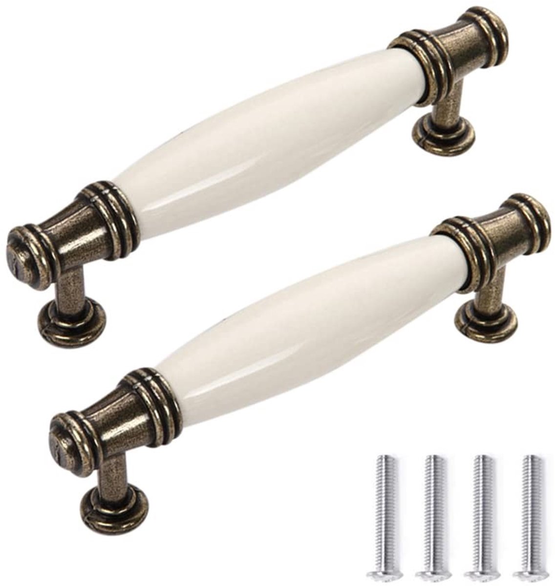 Omgoods - Set van 2 Vintage Deurknoppen van Keramiek
