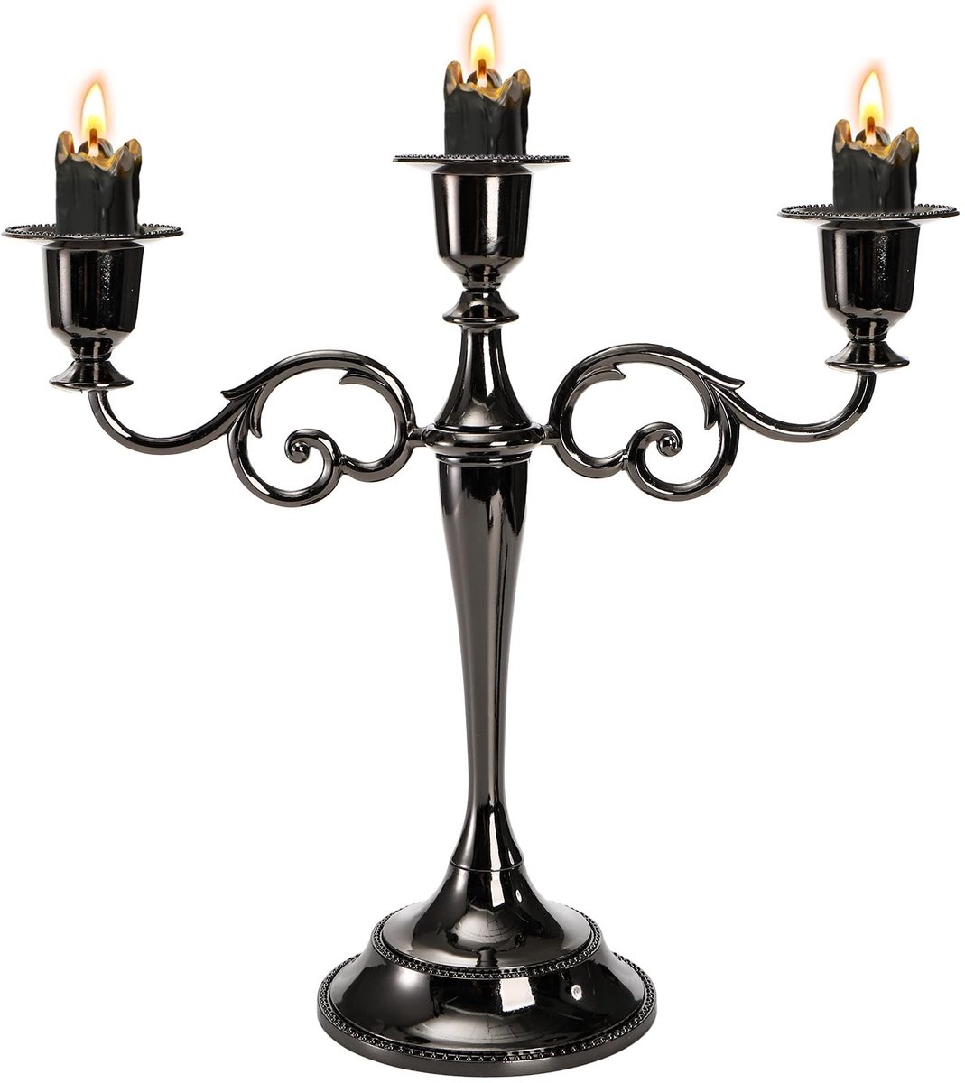 Omgoods - Zwarte Kandelaar met 3 Armen voor Pillarcandles