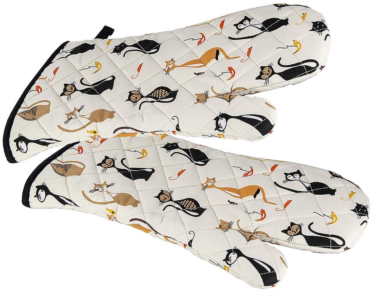 Omgoods - Ovenwanten met Zwarte Katten Print