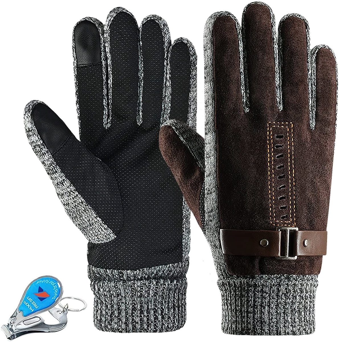 Omgoods - Dikke Winterhandschoenen van Lederen Fleece met Touchscreen Functionaliteit
