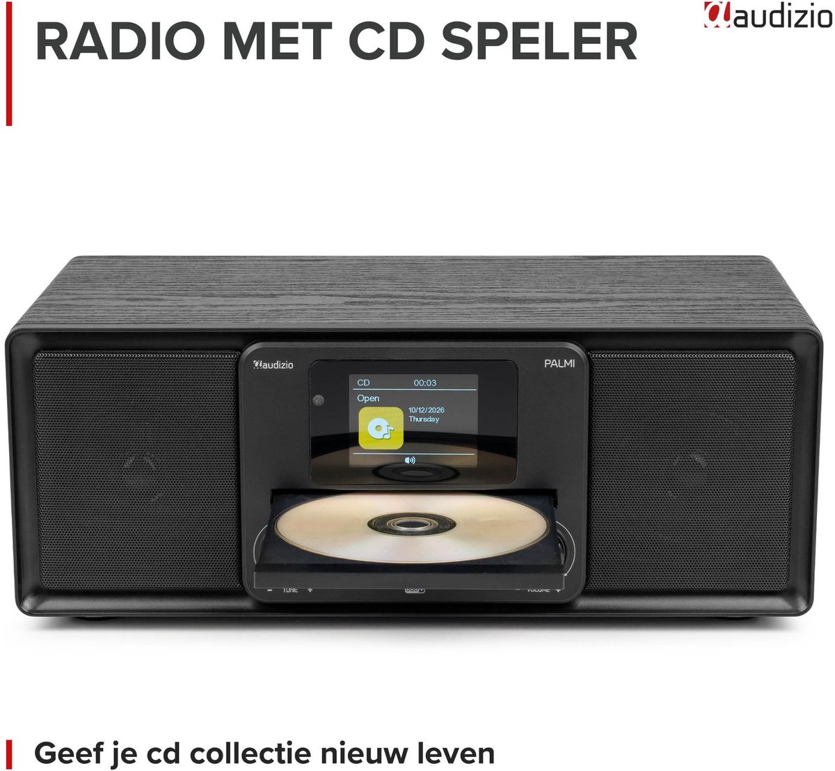 DAB radio - Audizio Palmi - Radio met cd speler - Bluetooth radio - FM, DAB+ en USB - Zwart thumbnail 4