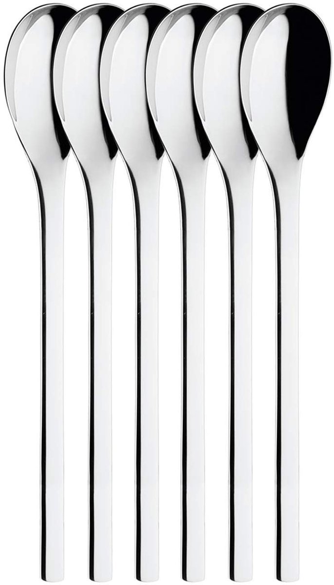 Omgoods - Set van 6 RVS Latte Macchiato Lepels 18.5 cm