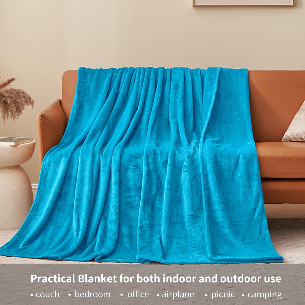 Omgoods - Fleecedeken - Warm en zacht - Eendenblauw - Ideaal voor binnen en buiten - Geschikt voor volwassenen en kinderen - 150 x 200 cm