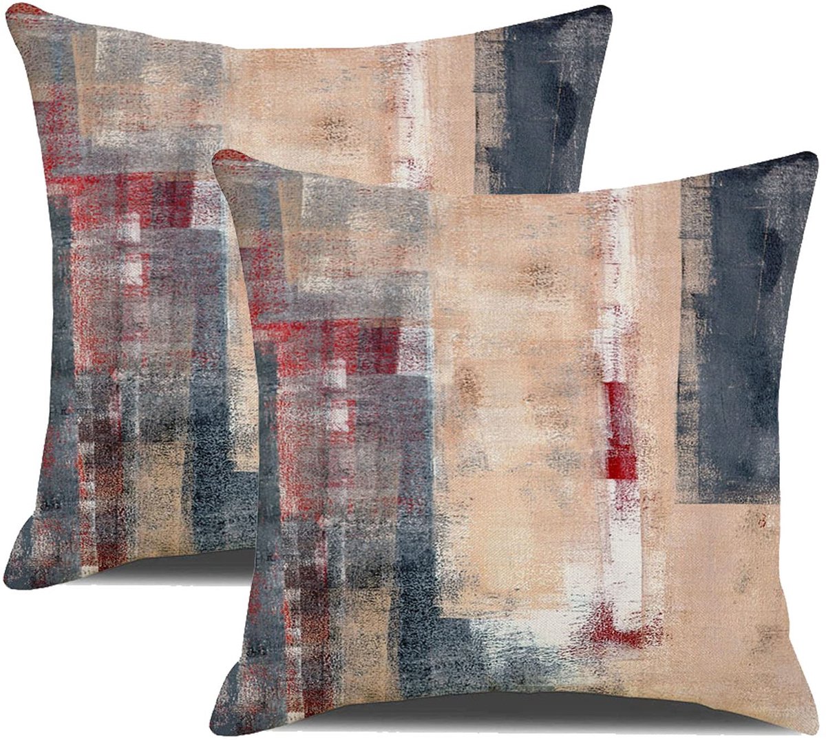 Omgoods - Set van 2 Kussenhoezen 50x50cm Abstracte Kunst voor Woonkamer en Slaapkamer