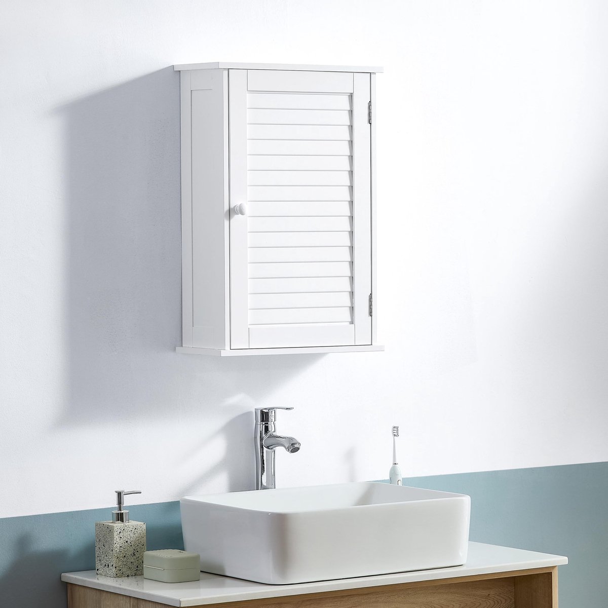 Omgoods - Moderne Badkamerkast met 1 Deur in Wit