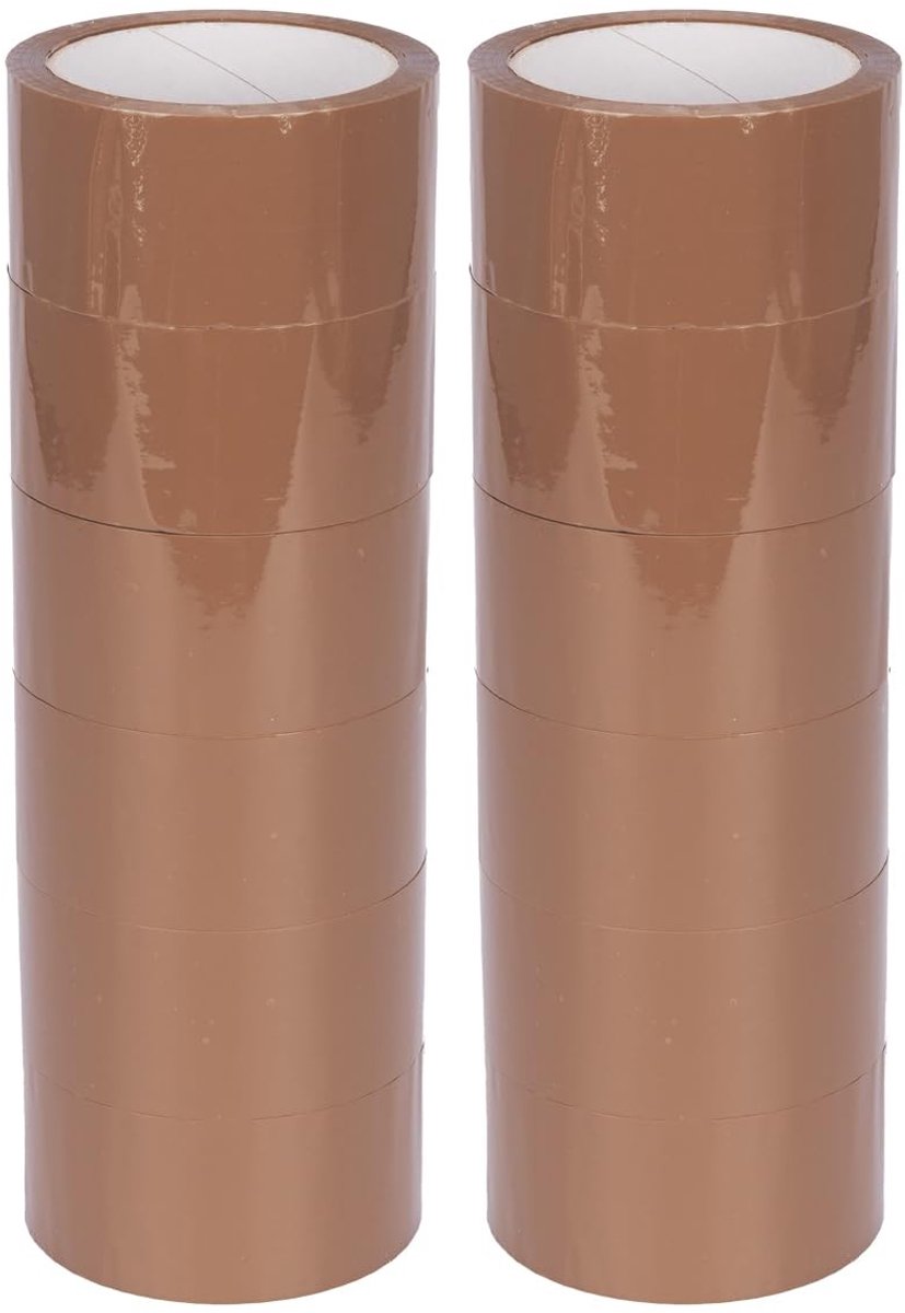 Omgoods - 12 Stuks Bruine Plakband, 50mm x 66m, Geluidsarm