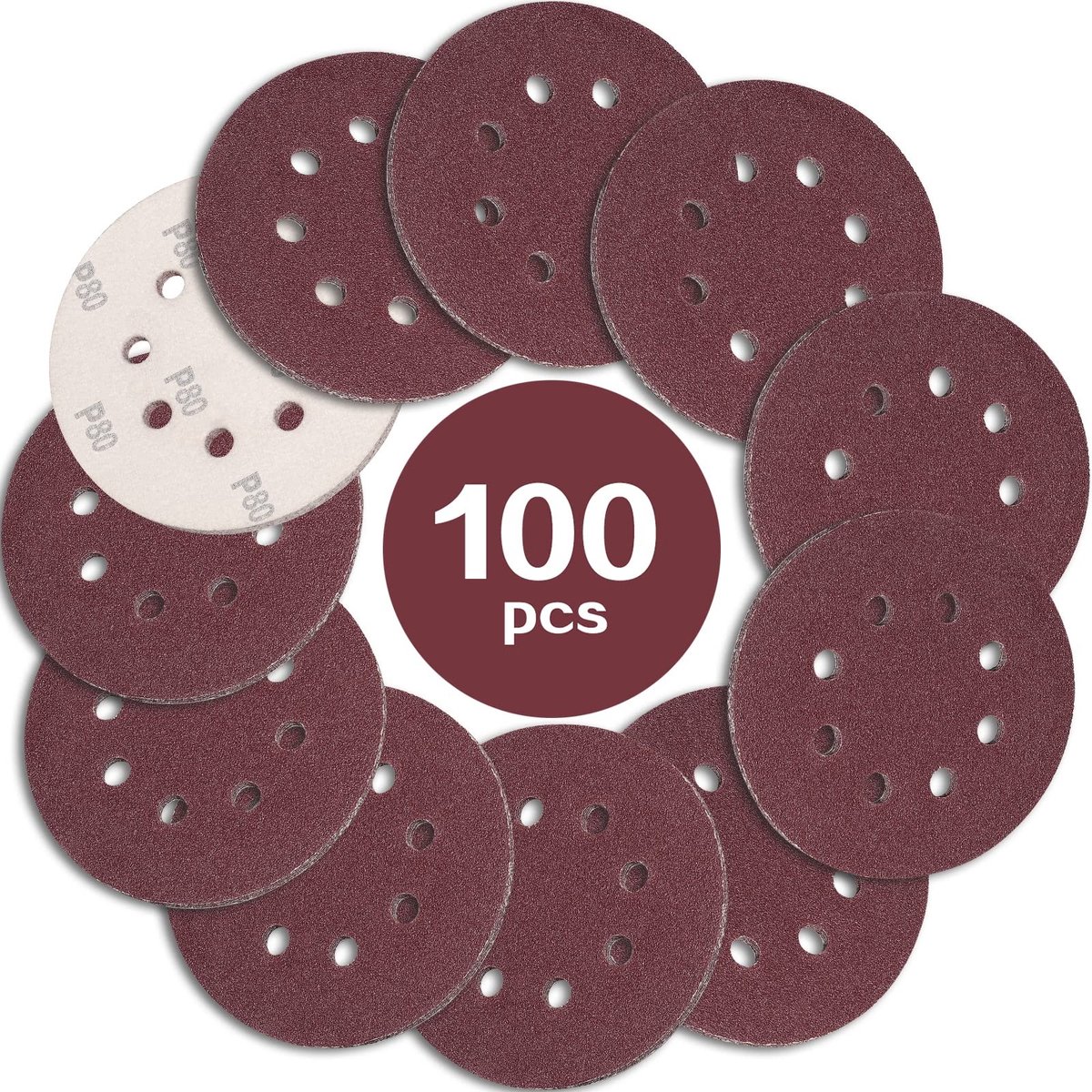 Omgoods - Set van 100 Schuurdiscs 125mm voor Excentrische Schuurmachine