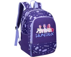 Sac à dos Kpop Demon Hunters Filles – Cartable HUNTR/X avec Rumi, Mira et Zoey – Violet – 2 Compartiments - 40x30x15cm