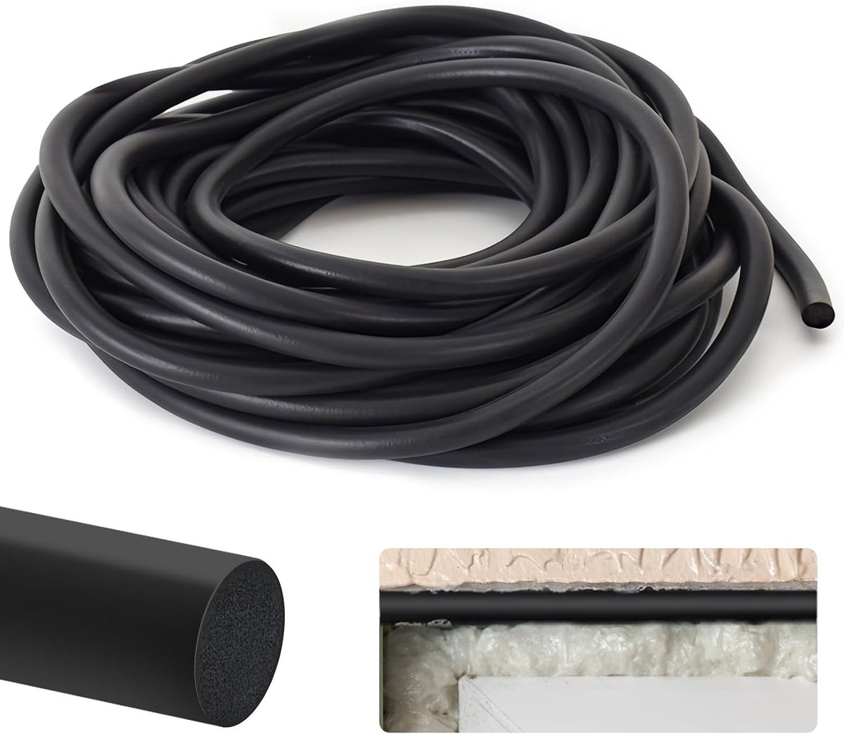 5 meter foam afdichtband, diameter 13 mm, ronde EPDM seal voor voegen, zwart, vulprofiel voor deuren, ramen, muren en plafonds, waterdicht en isolerend