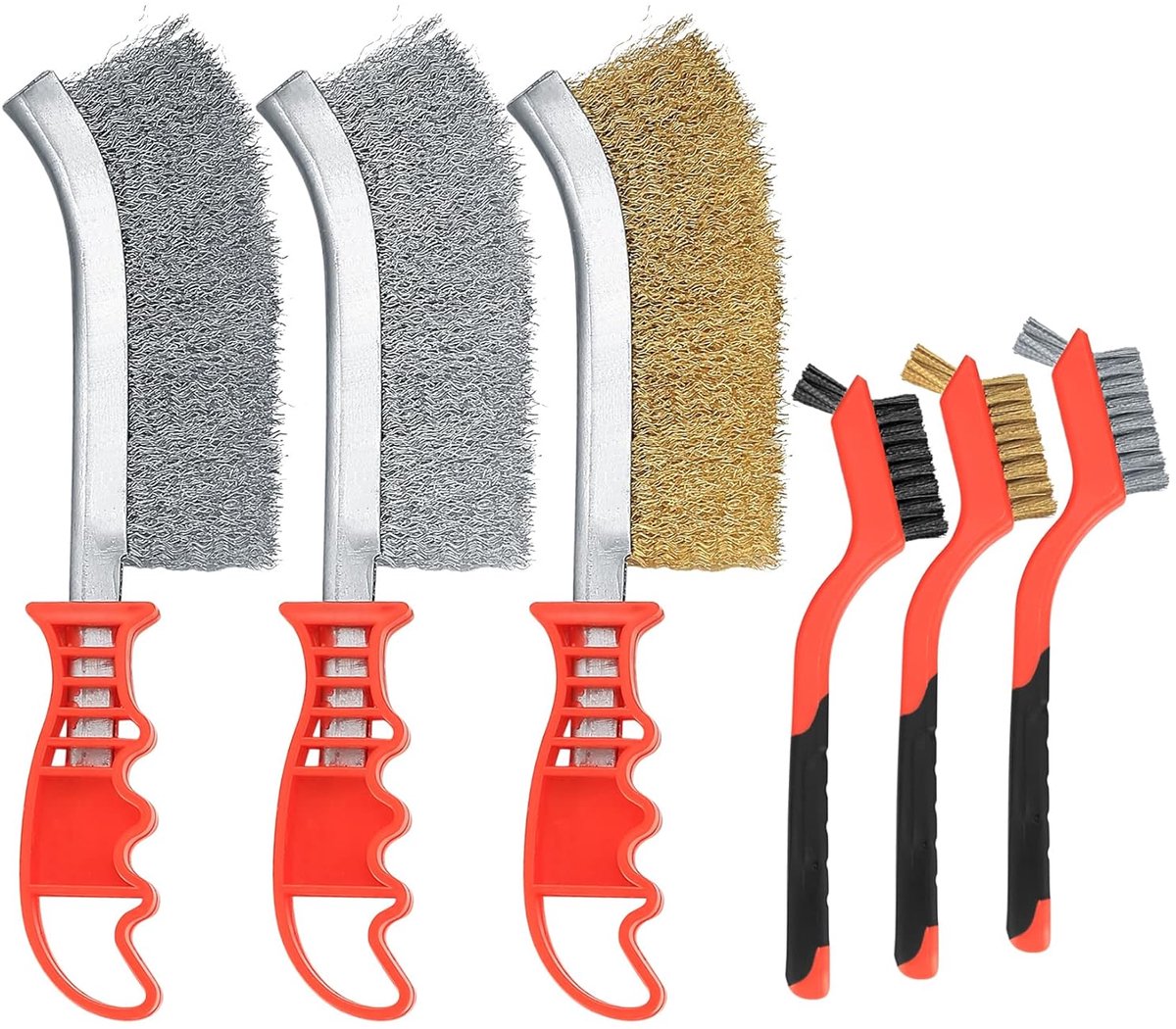 SnelShoppen - Set van 6 Draadborstels, RVS, Messing Borstel, Nylon Draad, Metalen Borstel voor Hout, Boor, Schoonmaken, Laskorrels, Roestverwijdering,