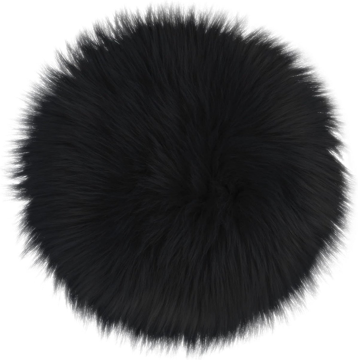 SnelShoppen - Fluffy Rond Vloerkleed Stoel Kussen 30cm Zacht Nepbont voor Baby Fotografie, Woonkamer, Slaapkamer en Nagelkunst Decor (Zwart)
