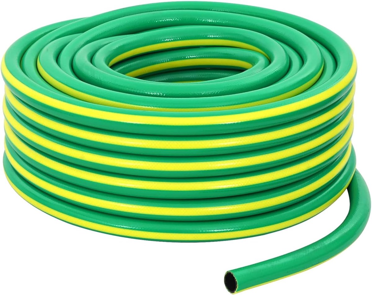 Flexibele Tuinslang - PVC Slang Irrigatie - Tuin Besproeien - Torsiebestendig 5-laags - 20 meter - Groen Geel