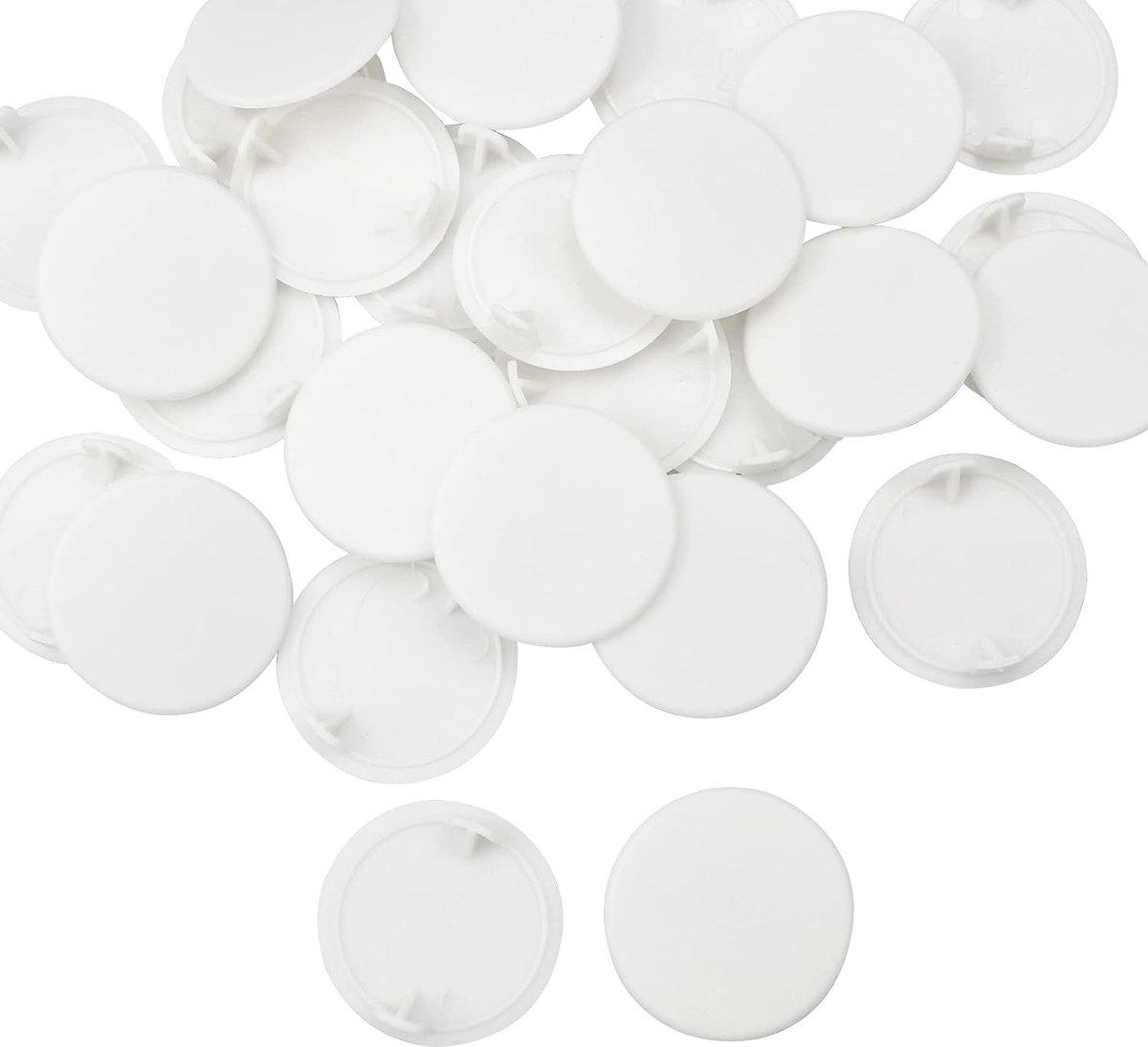SnelShoppen - 28 Stuks Plastieken Eenvoudige Witte Scharnier Gat Vulcaps voor Keukenkasten (35mm Gat, Wit)
