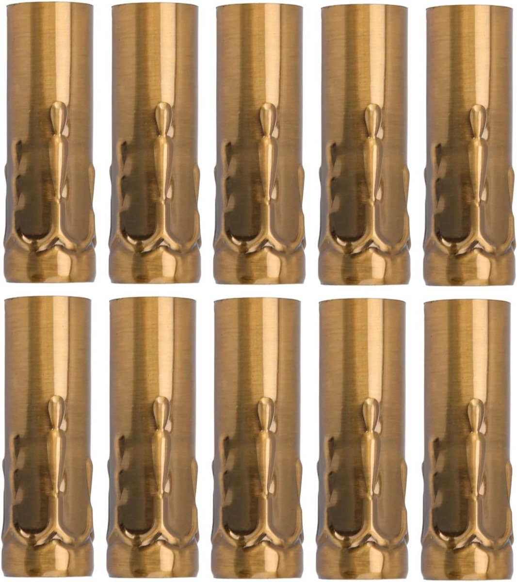 SnelShoppen - 10 Stuks Metaal Kaarsenfittingen E14 - Kaarslamp Houder voor Kroonluchters - Hoogwaardige Metalen Tubes - Gouden Bronzen Afwerking - Per
