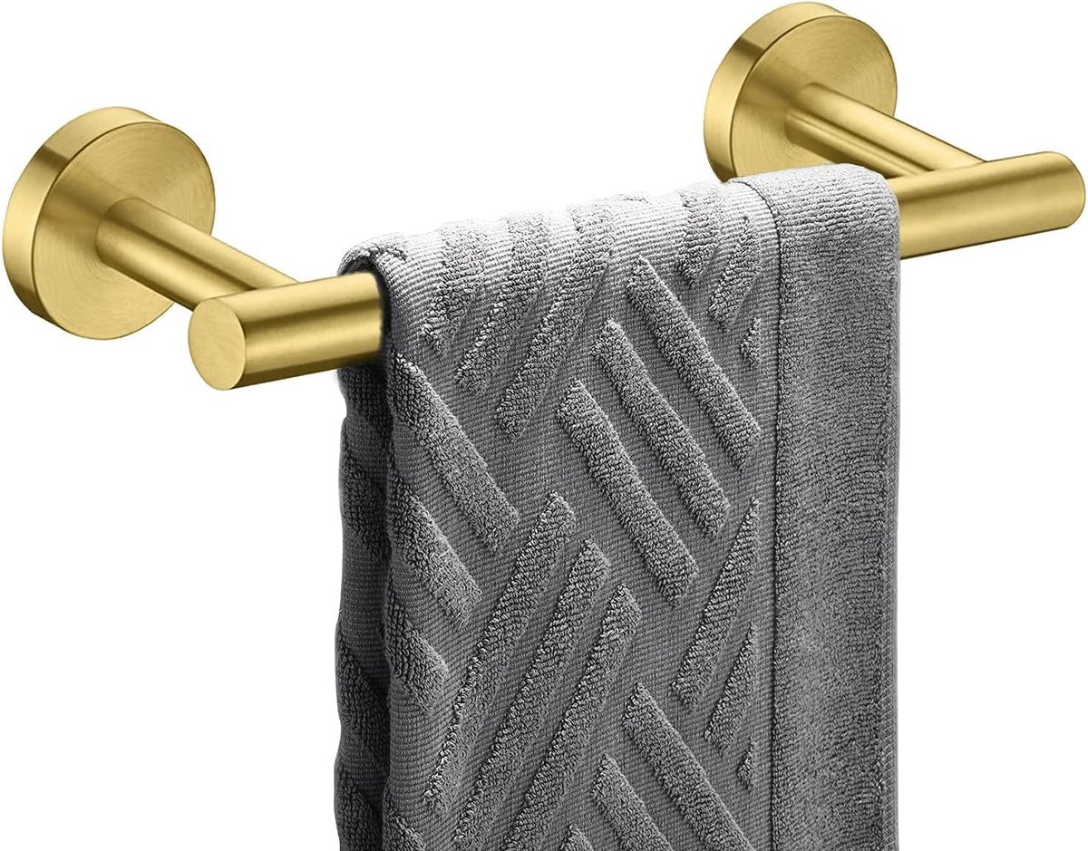 SnelShoppen - Handdoekrek 23CM Geborsteld Goud Handdoekhanger Badkamer Keuken 304 RVS Roestvrij Wall Mounted 9 inch