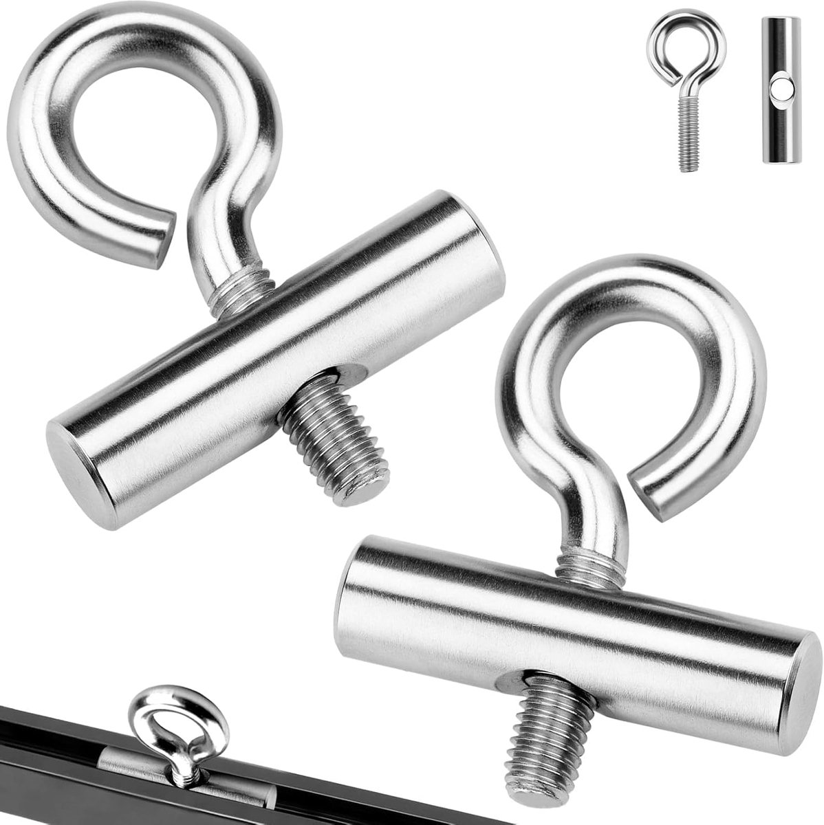 SnelShoppen - 8-10 mm Keder Stopper Set voor Rails met Carabiner - RVS Tackle Rail Accessoires - Camping Blocking Kit voor Caravan, Camper, Tent, Boot