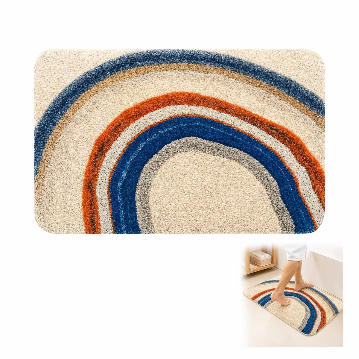 VHV-Badmat - Schattige en Antislip Badkamermat 40x60 cm van Zacht Imitatie Kasjmier met Snelle Absorptie en Comfortabele Antislip Onderkant voor Toilet en Hal - Beige
