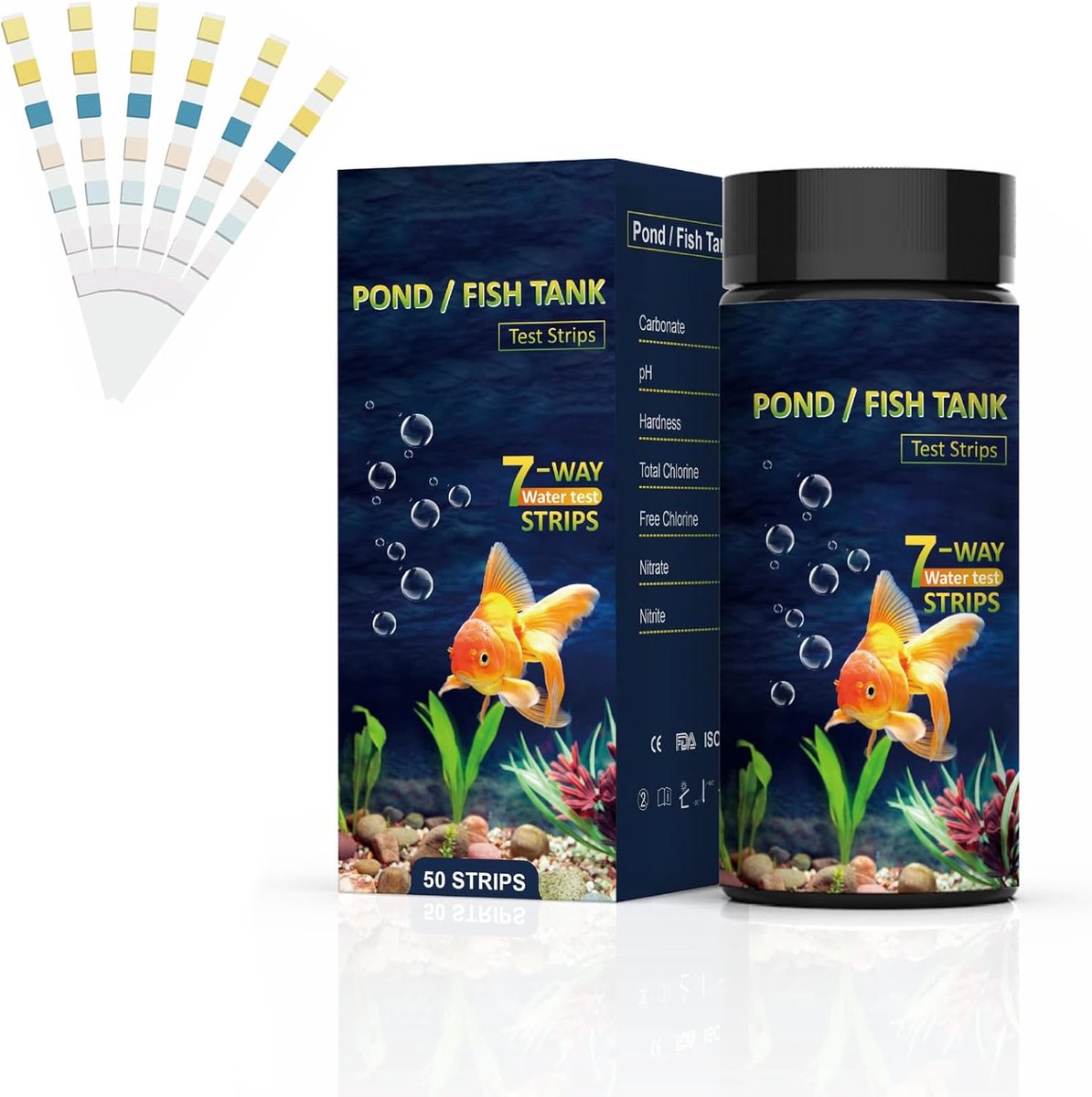 SnelShoppen - 100 Stuks Waterhardheidstest Strips, 7-in-1 Waterkwaliteitsmeter voor Zwembad, Spa en Aquarium met Vrij Chlorine, Totaal Chlorine, PH, N