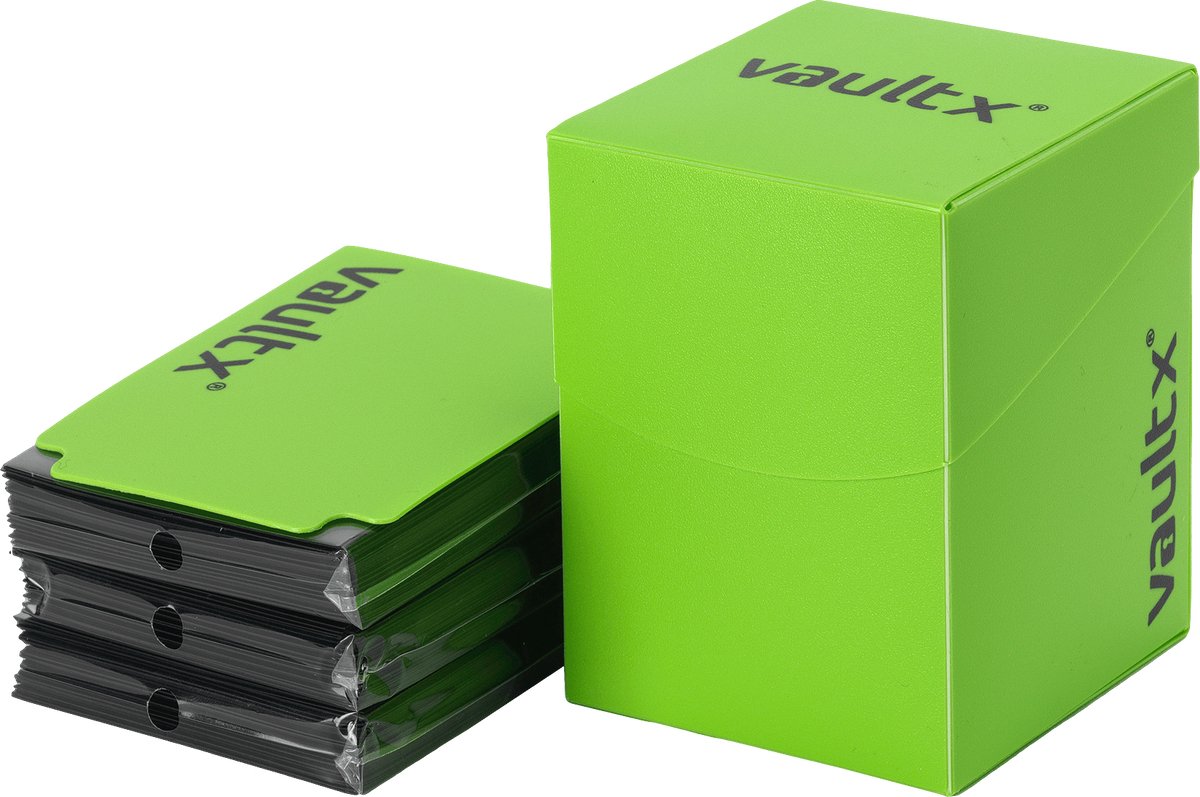 Vault X Deck Box voor Trading Cards en 150 Zwarte Kaarthoezen - Kaartenhouder en Opbergdoo - Groen