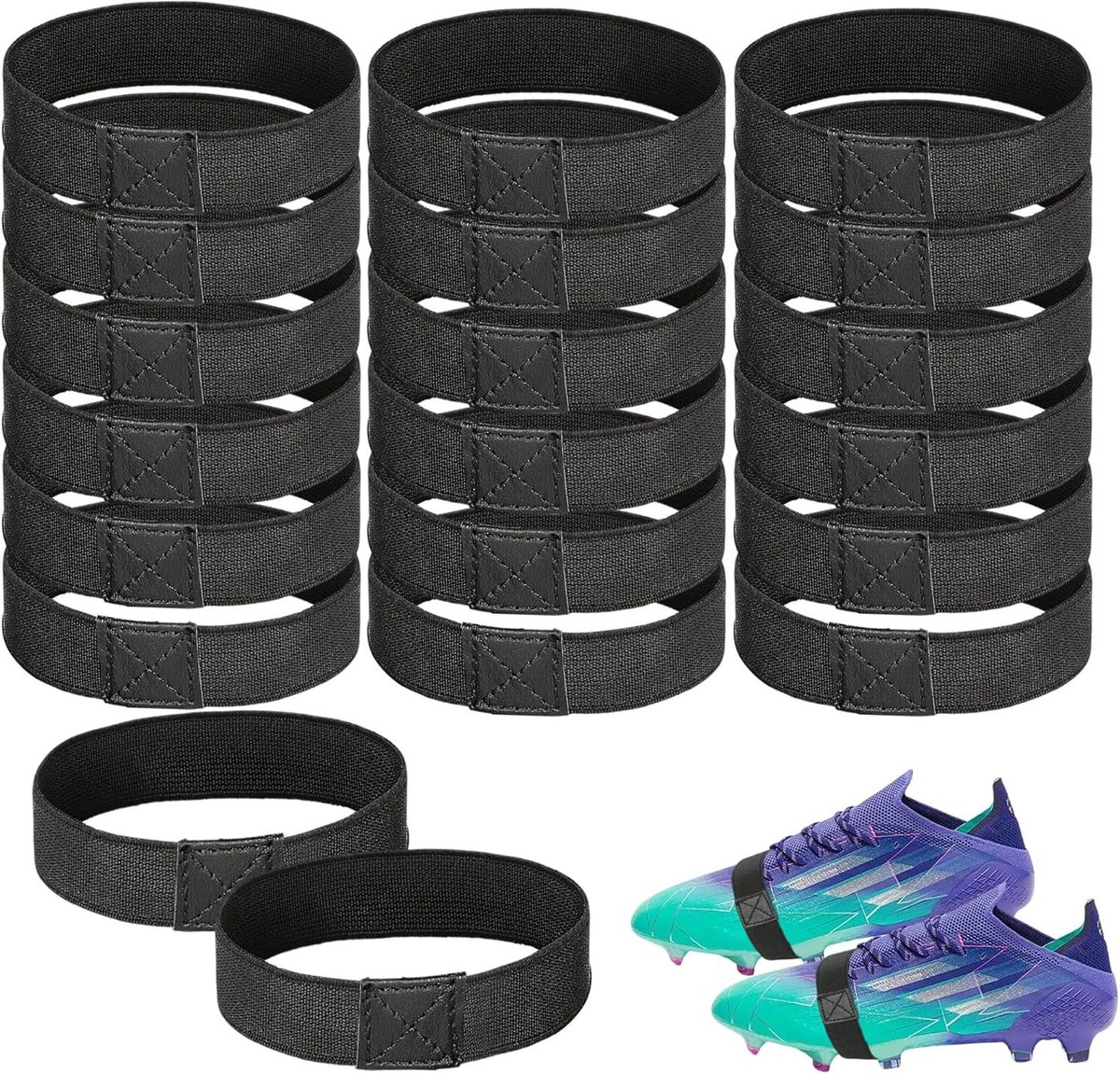 Veters en fixeerbanden voor voetbalschoenen en vrijetijdsschoenen - Zwarte veters met houder voor optimale grip en comfort