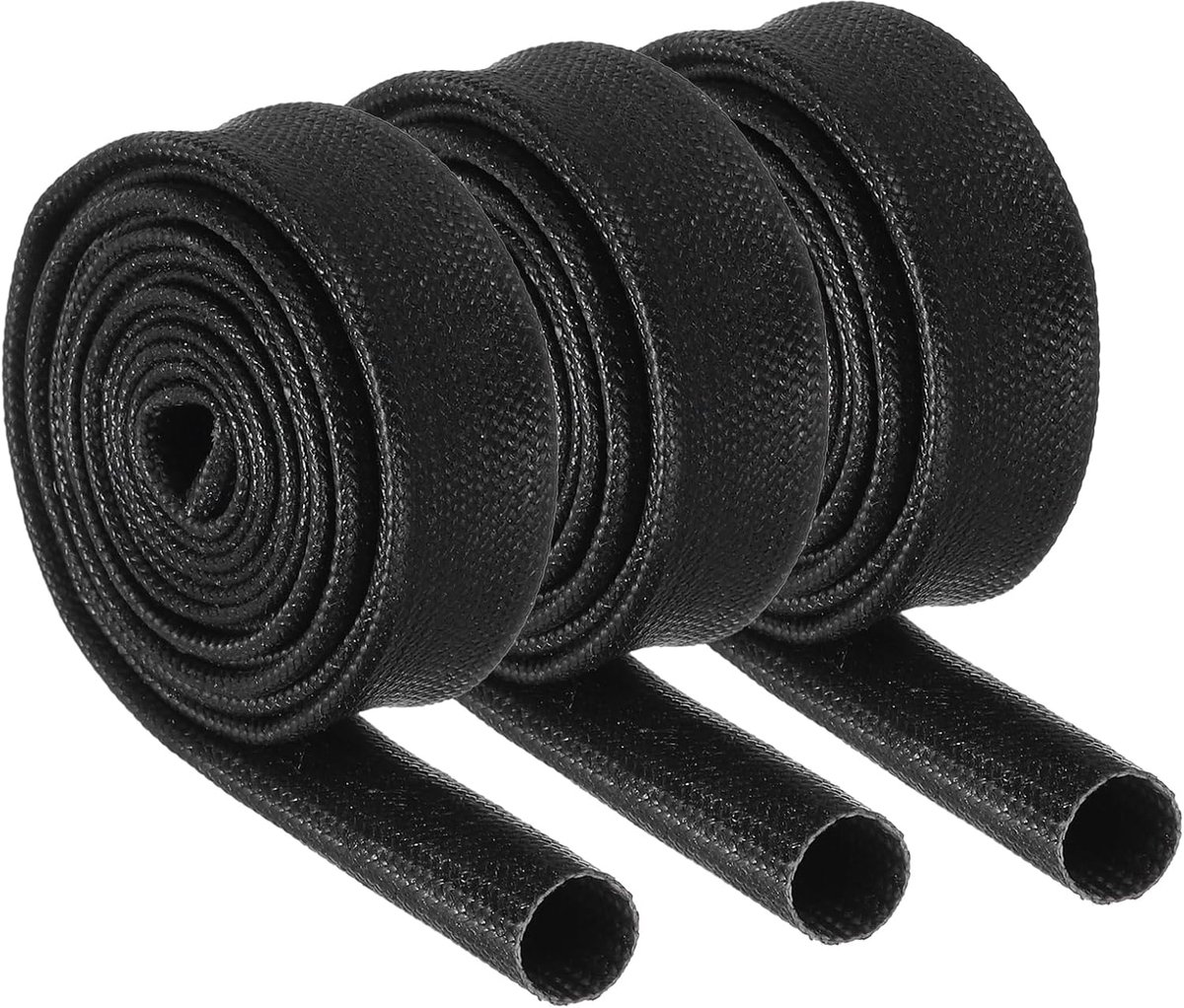 SnelShoppen - 3 Pack 7mm ID Isolatiehoezen voor Kabels, Zwarte Glasvezel Sheath, Siliconen Gecoat, Hoge Temperatuur, Voor Auto Piping en Elektrische B