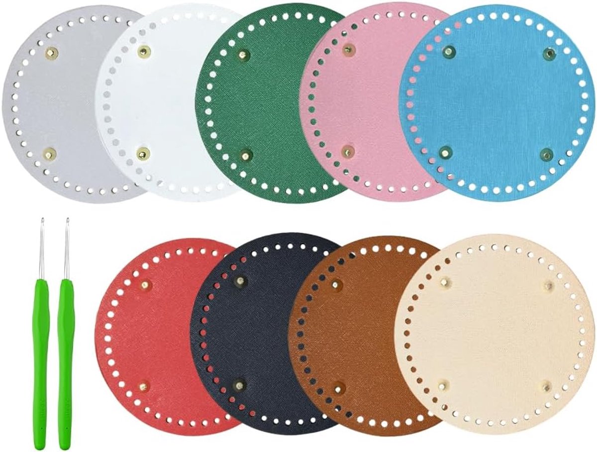 9 Pcs Crochet Leather Bag Bottom Round PU Leather Knitting Bag Bottom Bag Bottom for Crocheting Round Bag Bottom PU - ShopVlot