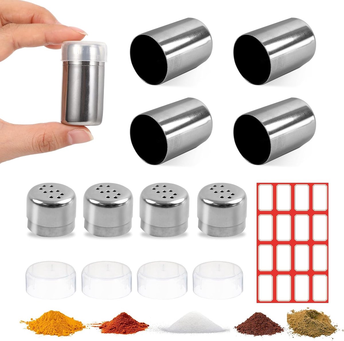 4 pieces mini salt shaker for on the go, small mini, mini salt and pepper shaker, mini spice shaker, travel salt and - ShopVlot