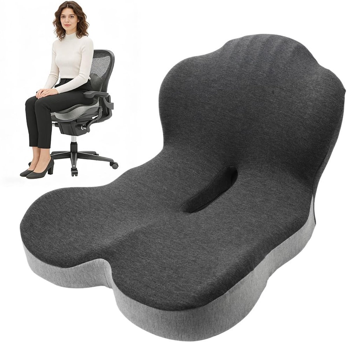 Omgoods - Ergonomisch Zitkussen van Geheugenschuim voor Bureaustoelen en Auto's