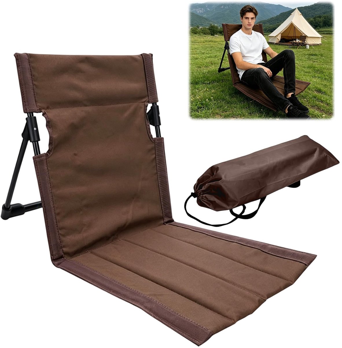 Omgoods - Opvouwbare Strandstoel met Rugleuning - Comfortabel voor Buiten