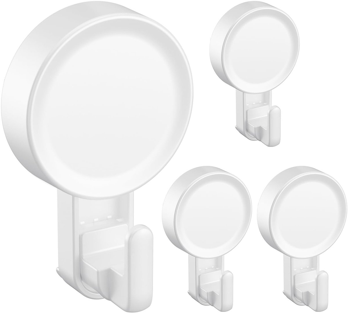 Omgoods - 4-pack Zuignap met Haak voor Badkamer zonder Boren
