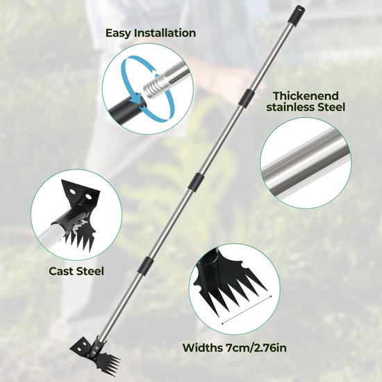 Omgoods - Lange Handgreep Onkruidtrekker, 2-in-1 Tuinhark en Tuinhak, 150cm — afbeelding 5