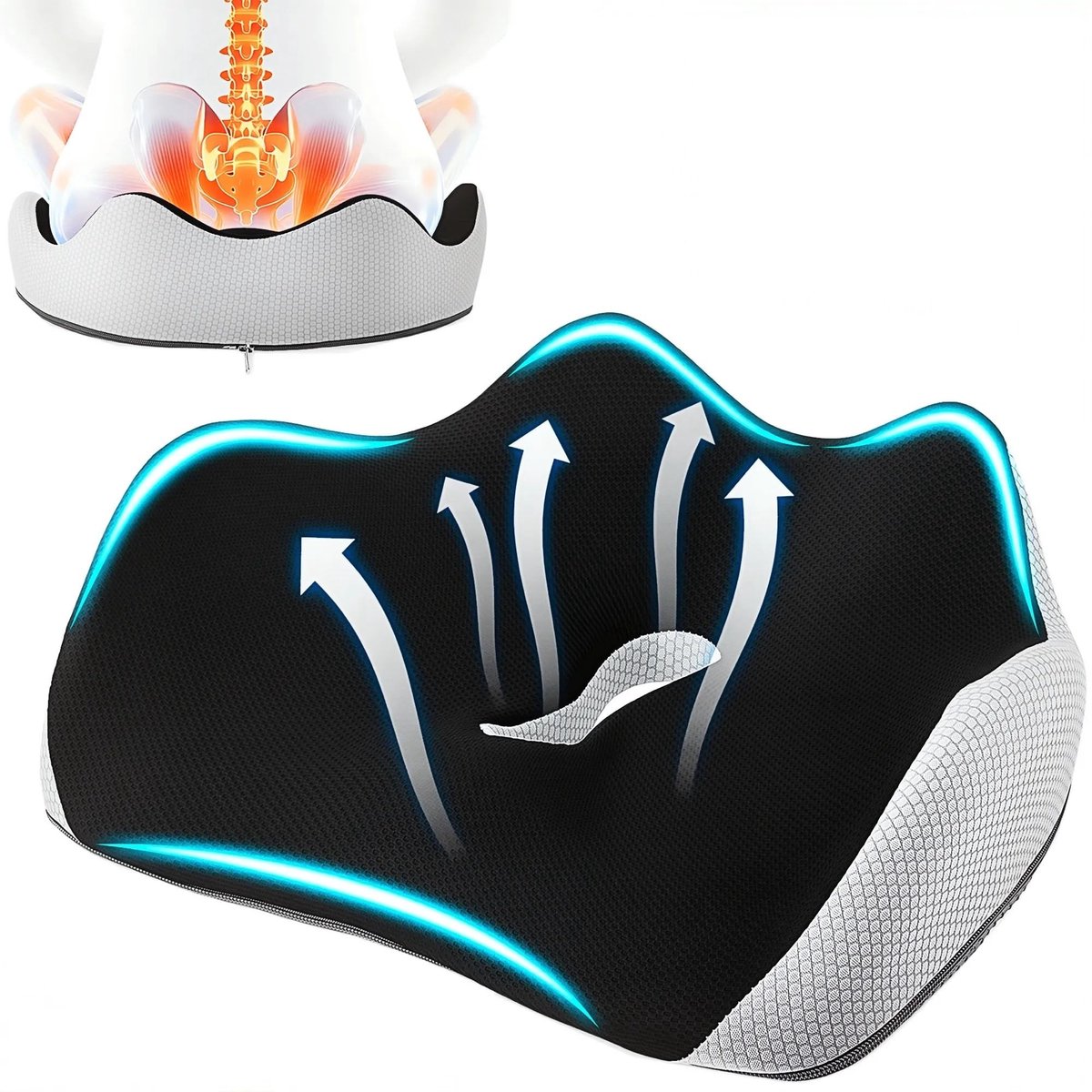 Omgoods - Ergonomisch Memory Foam Zitkussen voor Kantoor en Auto