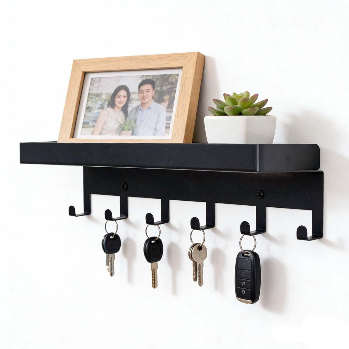 Omgoods - Wandsleutelhanger met Plank en 6 Haken voor Organisatie