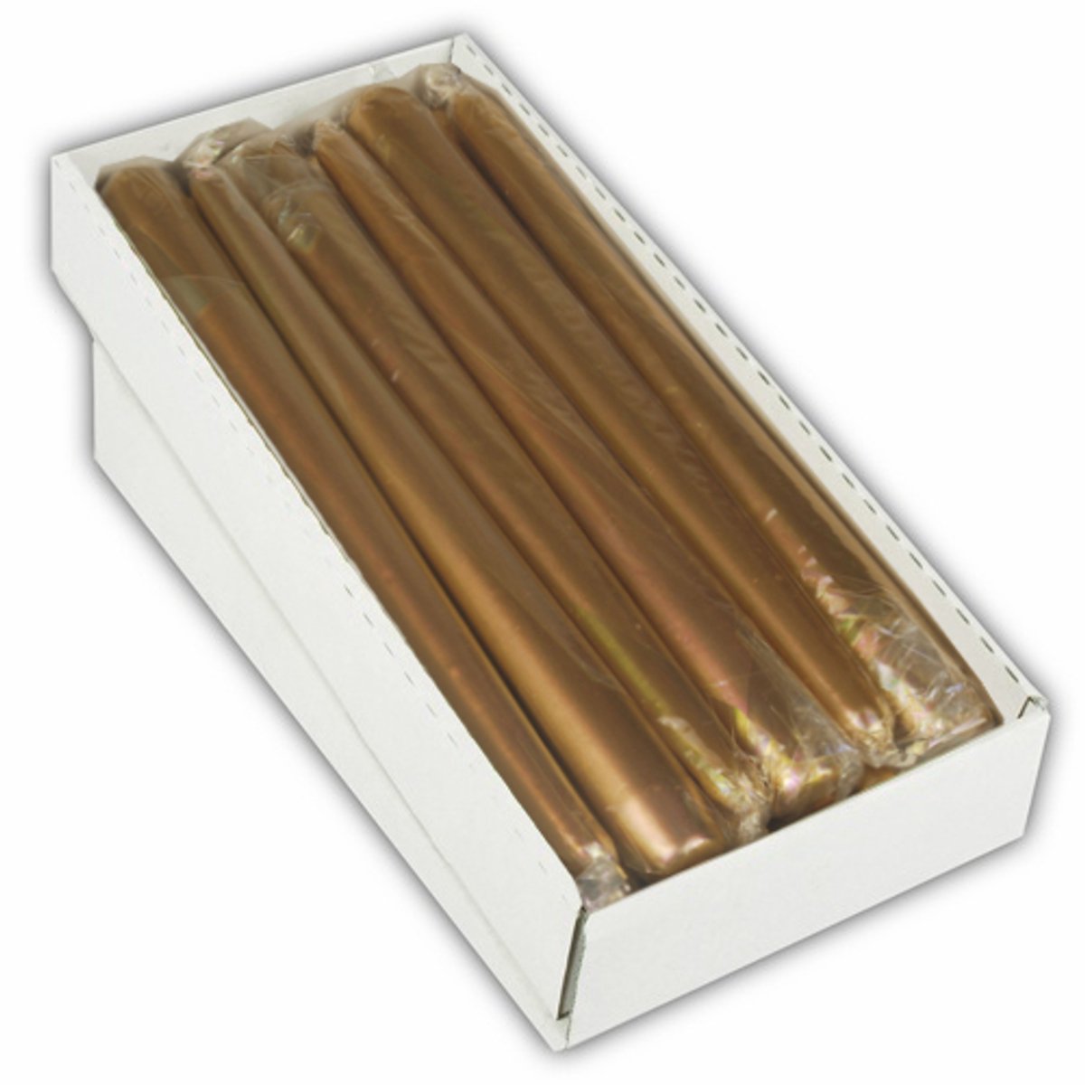 12x Kandelaarkaarsen Ø 22 cm · 25 cm goud los verpakt