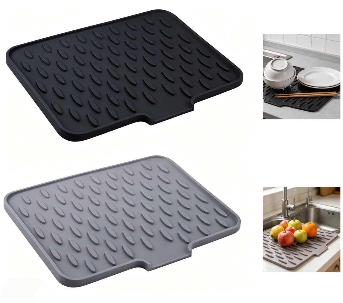 Omgoods - Siliconen Afdruipmat - Set van 2, Antislip en Hittebestendig
