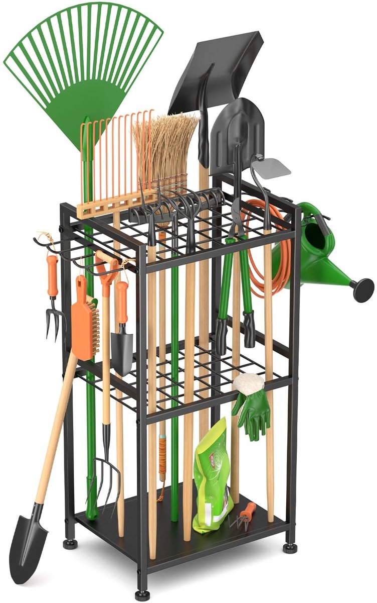 Omgoods - Tuingereedschapsorganizer voor 35 Gereedschappen met Haken en Staal Frame