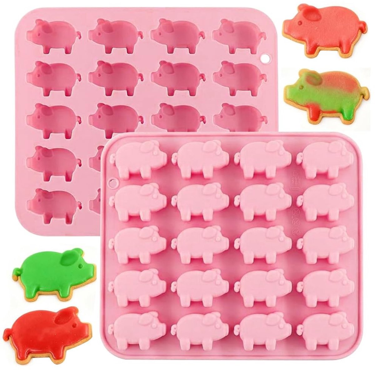 Omgoods - Silicone Molds Lucky Piggy Baking Mold - 2 Stuks