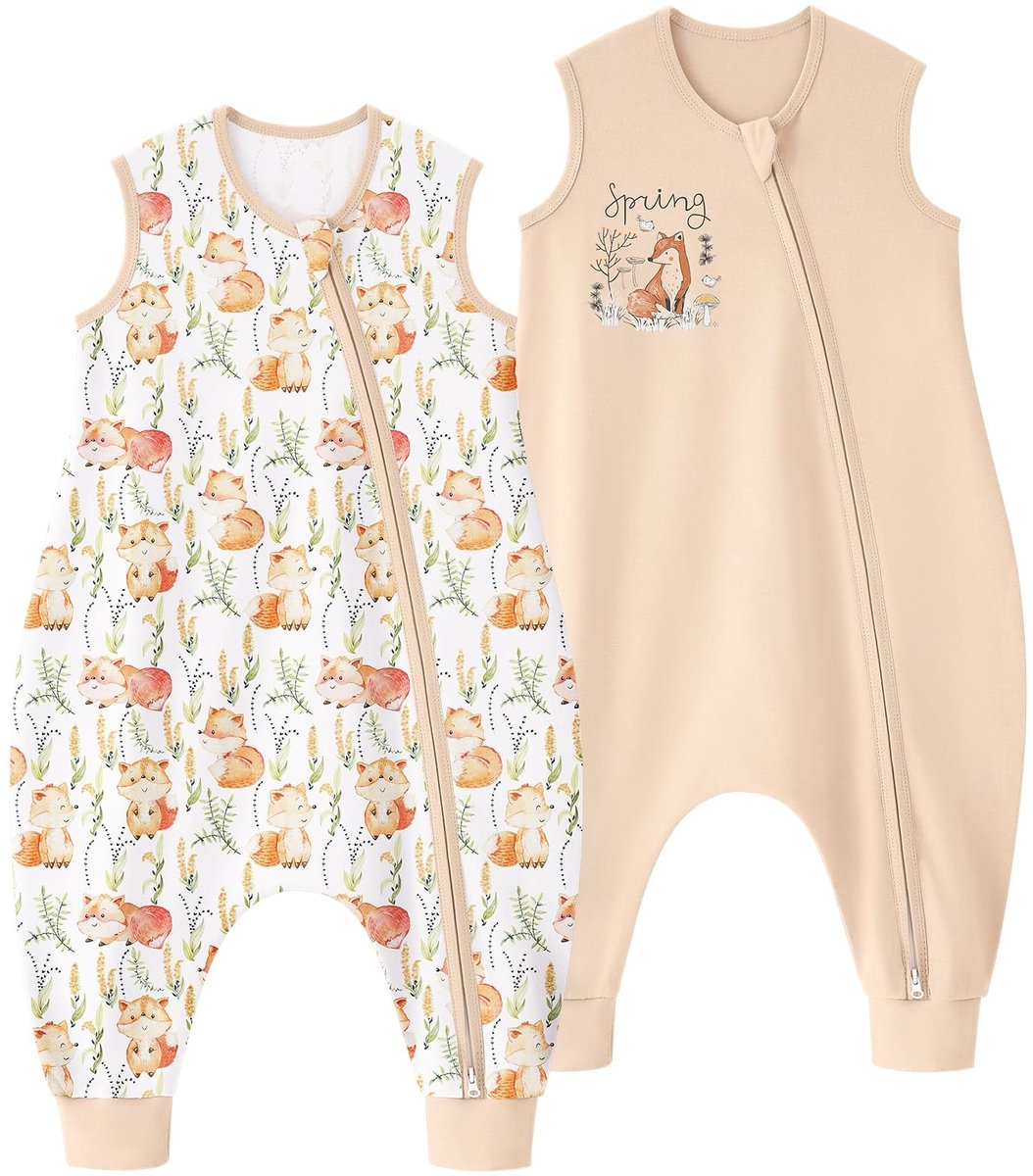 Omgoods - Set van 2 Babyslaapzakken met Voetjes - Zomerslaapzak voor Kinderen (18-36 maanden)