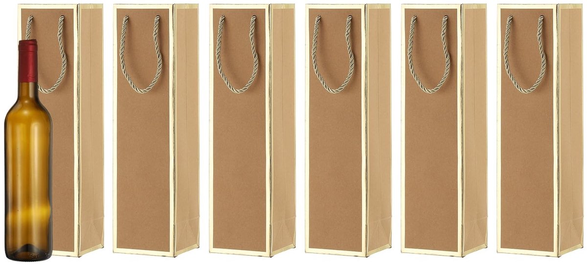 Omgoods - Set van 6 Gouden Rand Wijntassen van Kraftpapier