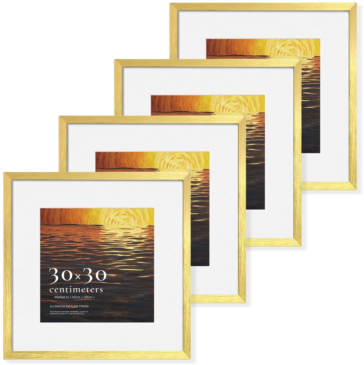 Omgoods - Set van 4 Aluminium Fotolijsten 30 x 30 cm - Modern Design