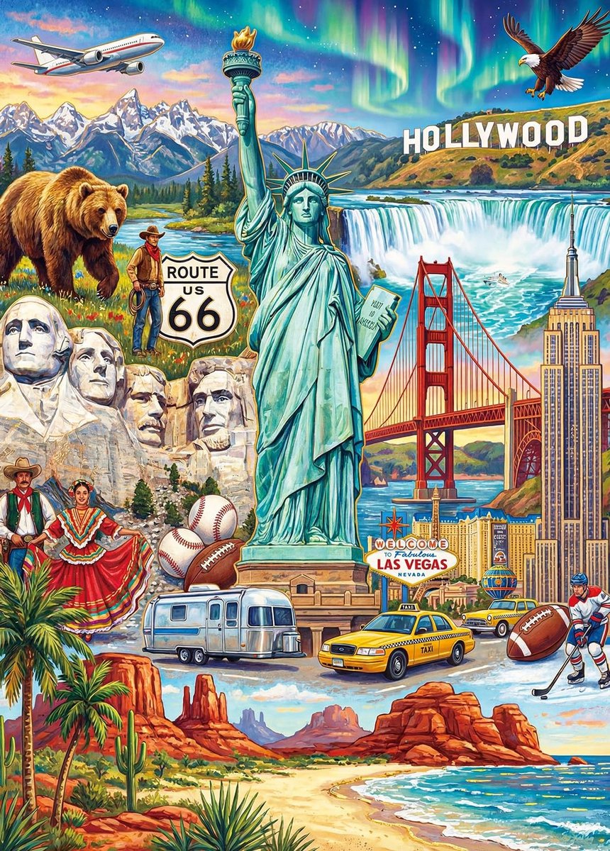Omgoods - Puzzel van 1000 Stukjes met Amerikaanse Landschappen