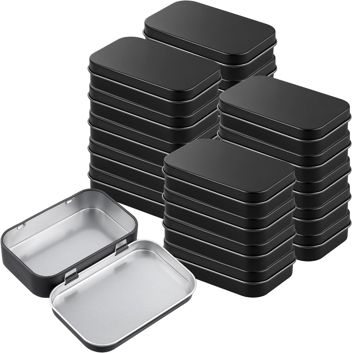 Rechthoekige scharnierende blikken opbergdozen, kleine metalen doosjes, 20 stuks, 9,5 x 6 x 2,2 cm, ideaal voor organisatie en opslag