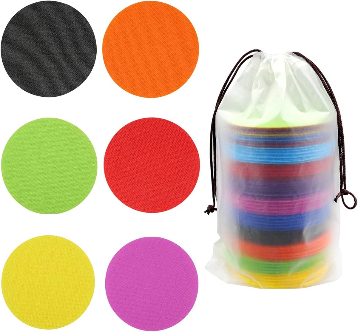 61 Stuks Vloerdots voor Activiteiten en Spellen, Nylon Cirkelmarkeringen voor Organisatie en Indeling